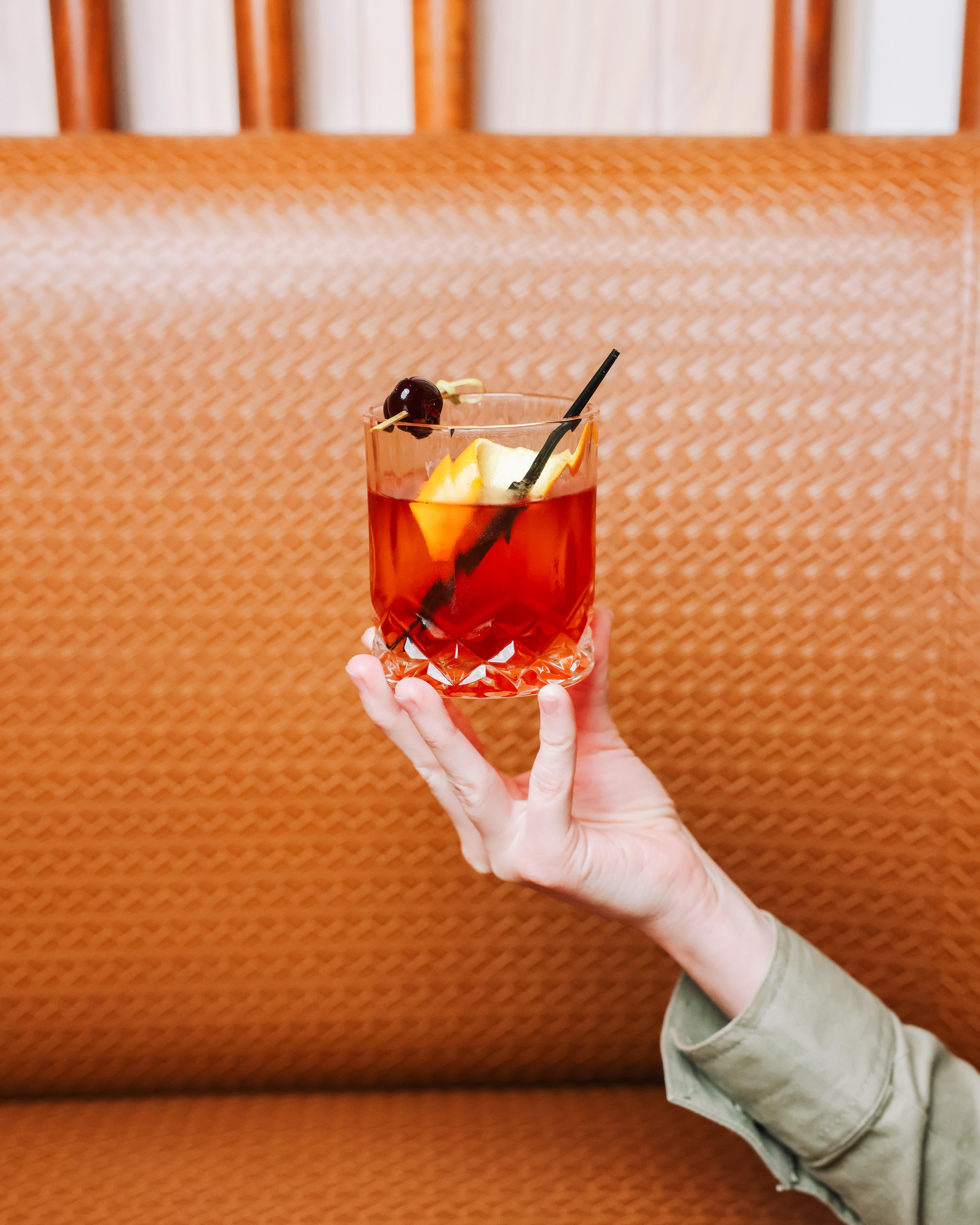 Negroni old fashioned cocktail, Miami restaurant photography