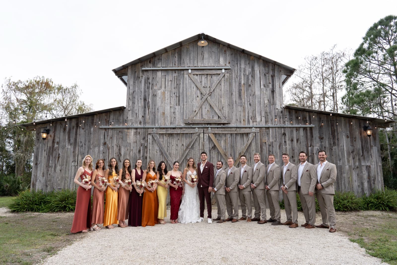 Bridal party in front of the barn — Misty Morning Barn wedding venue, Fort Myers, Florida