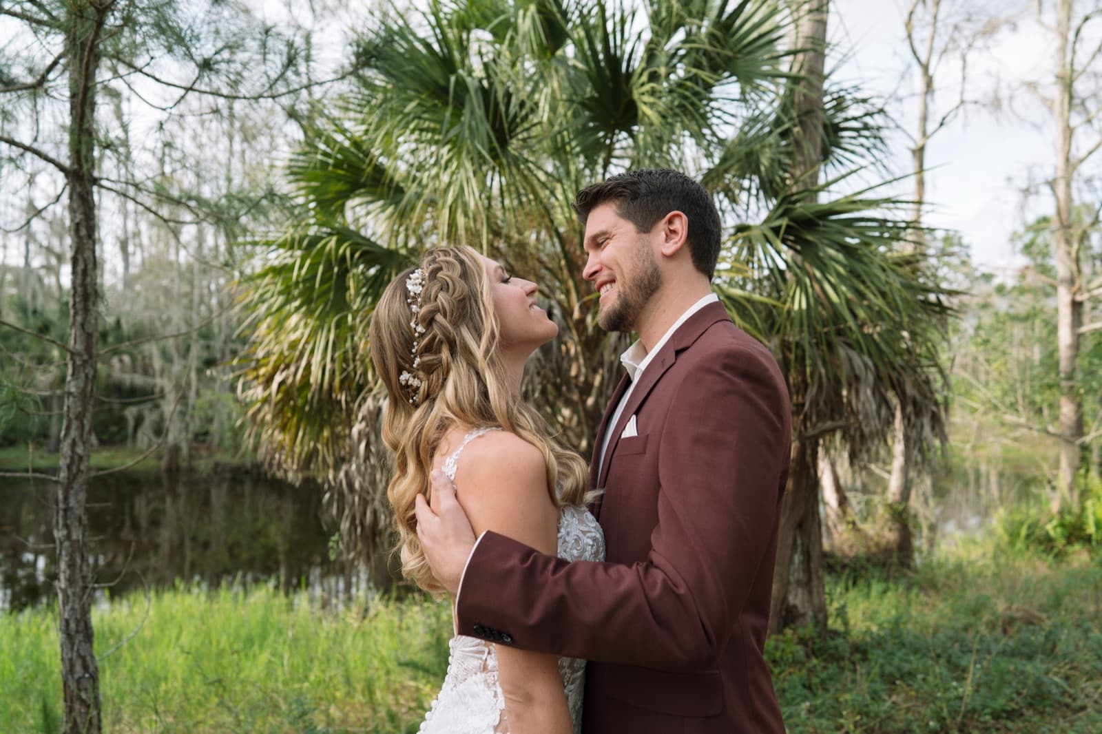 By the pond at the edge of the property — Misty Morning Barn wedding venue, Fort Myers, Florida