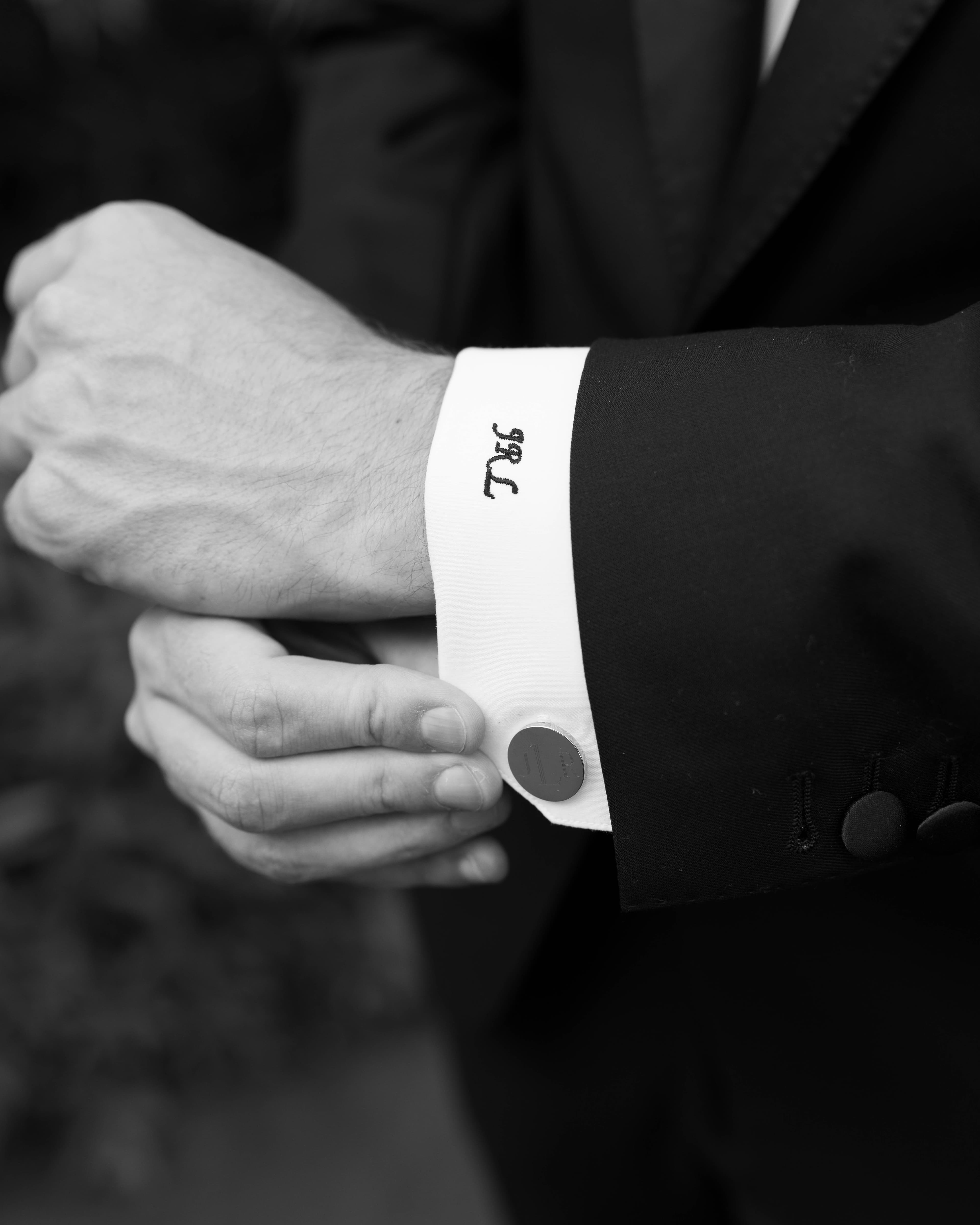 Groom monogram cufflinks detail — Ocean Reef Club wedding, Key Largo
