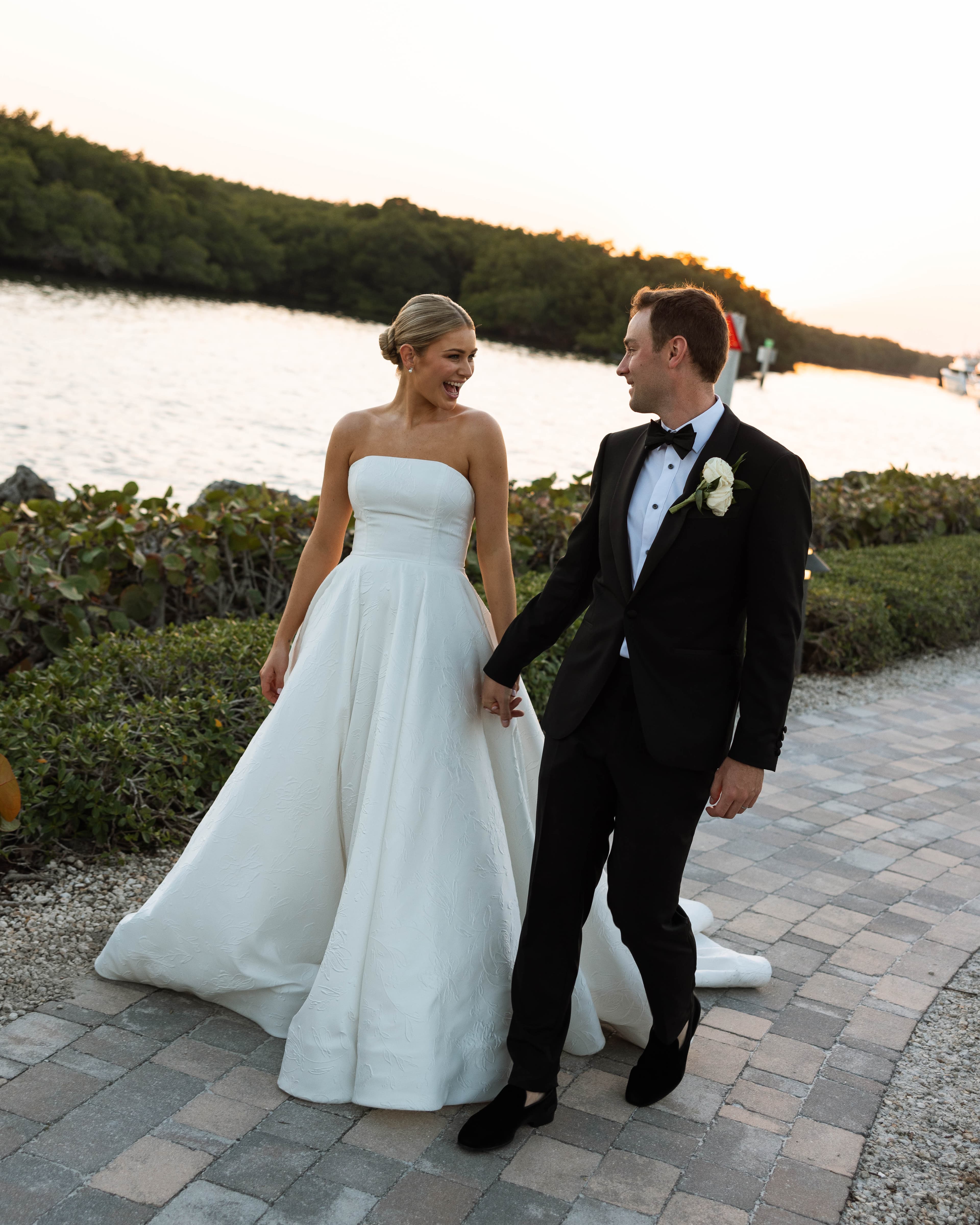 Couple sunset portrait by the water — Ocean Reef Club wedding, Key Largo