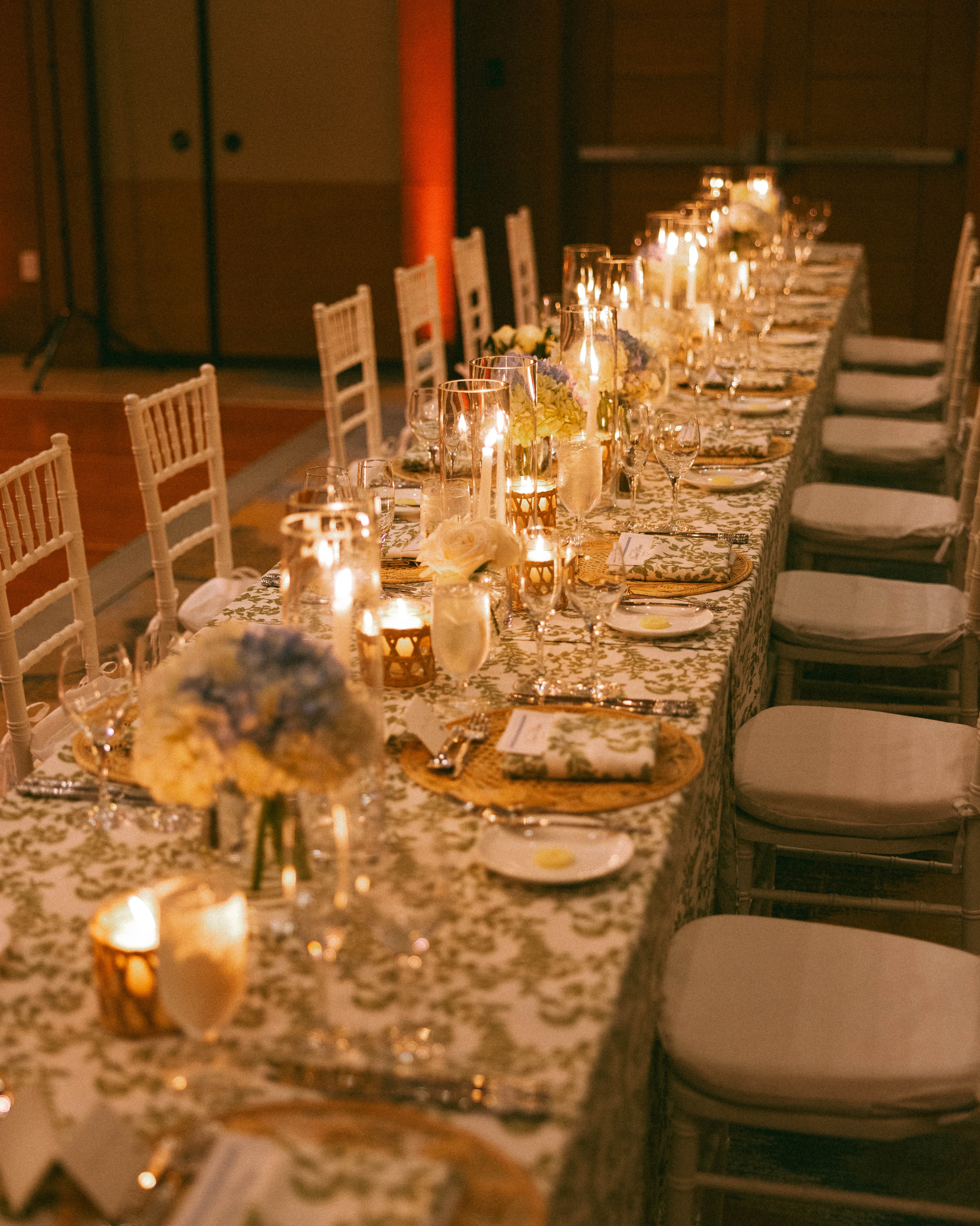 Reception tablescape with candlelight — Ocean Reef Club wedding, Key Largo
