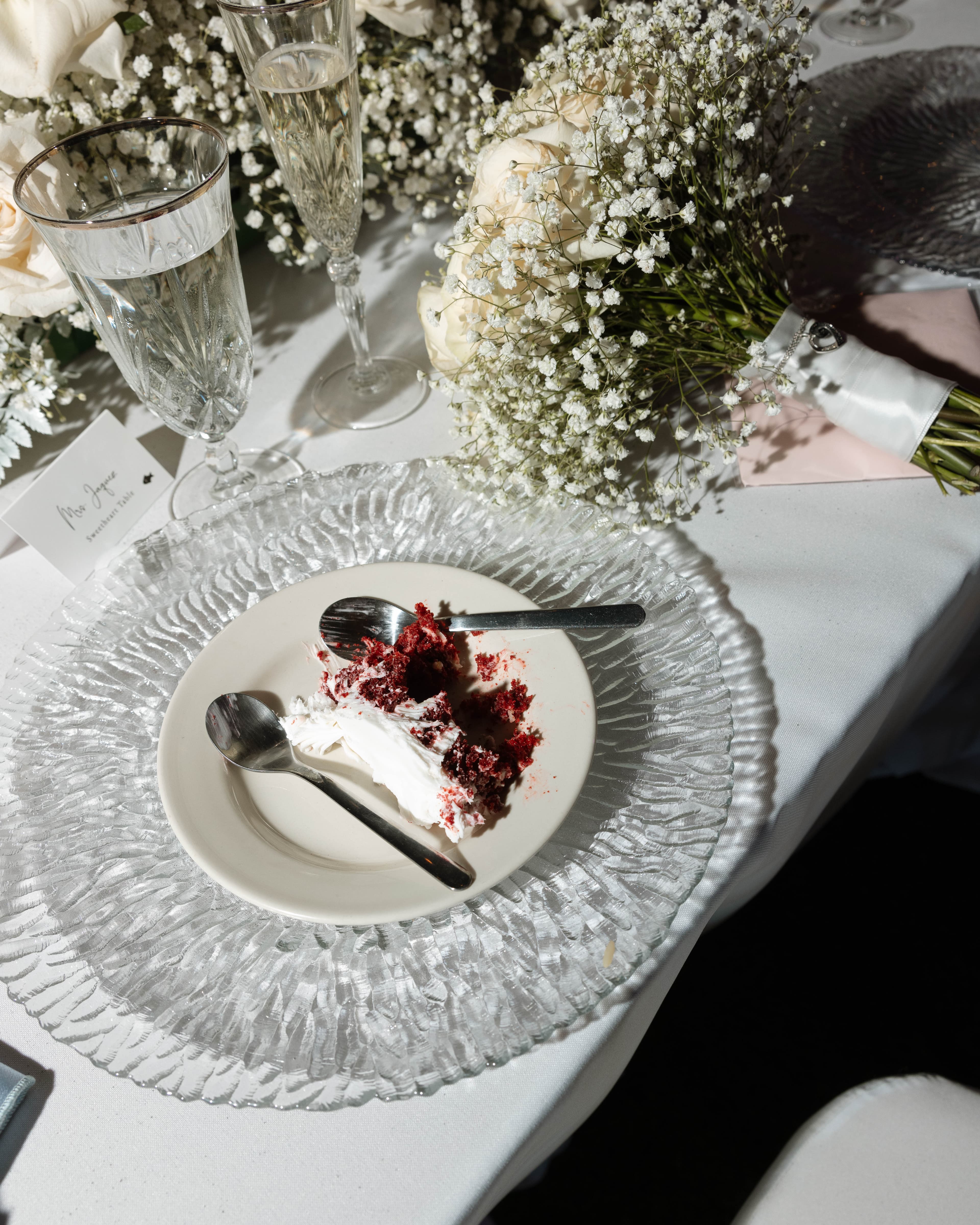 Sweetheart table details with baby breath and crystal — Villa Toscana Miami wedding venue, Homestead, Florida